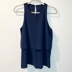 Women’s Lumiere navy blue layered sleeveless open back blouse size small S